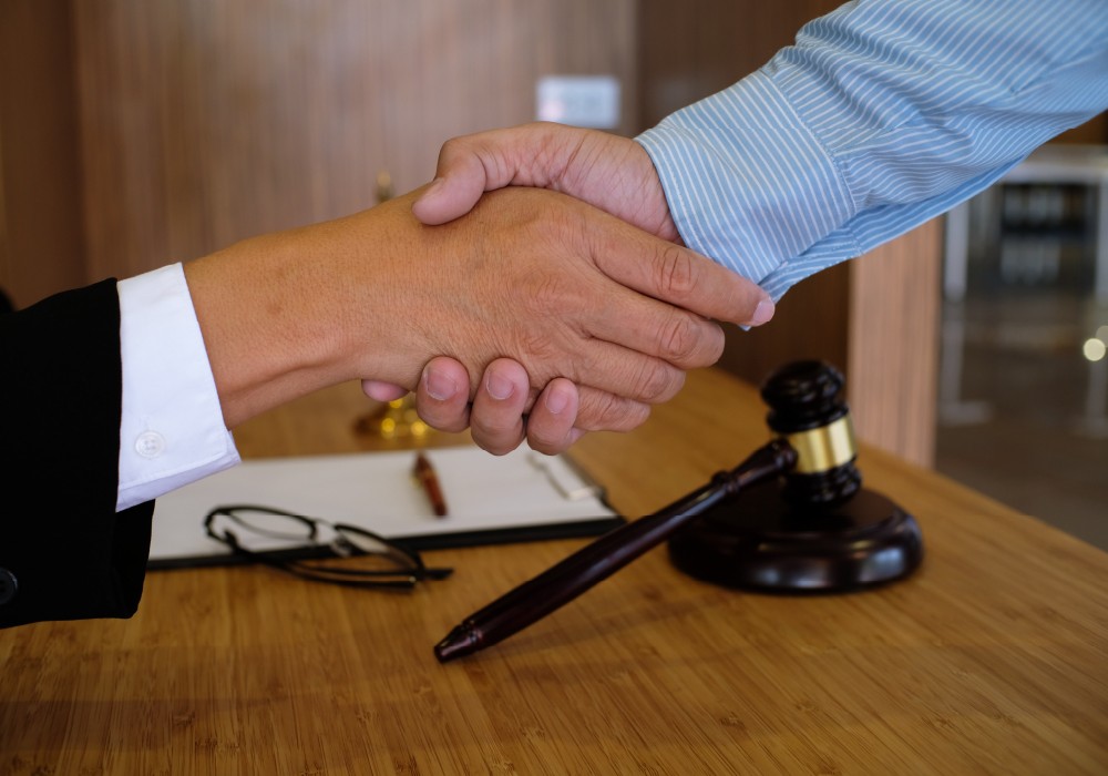 Legal Professional and Client Shake Hands
